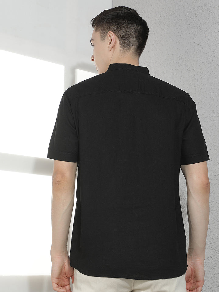Classic Sleek Black Linen Kurta