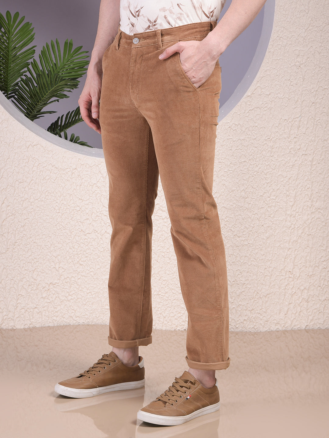 Brown Straight Corduroy Trousers