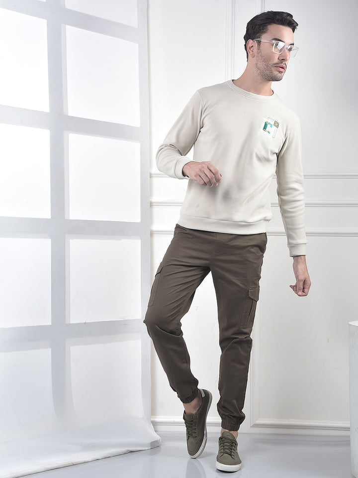 Beige Graphic Print Sweatshirt