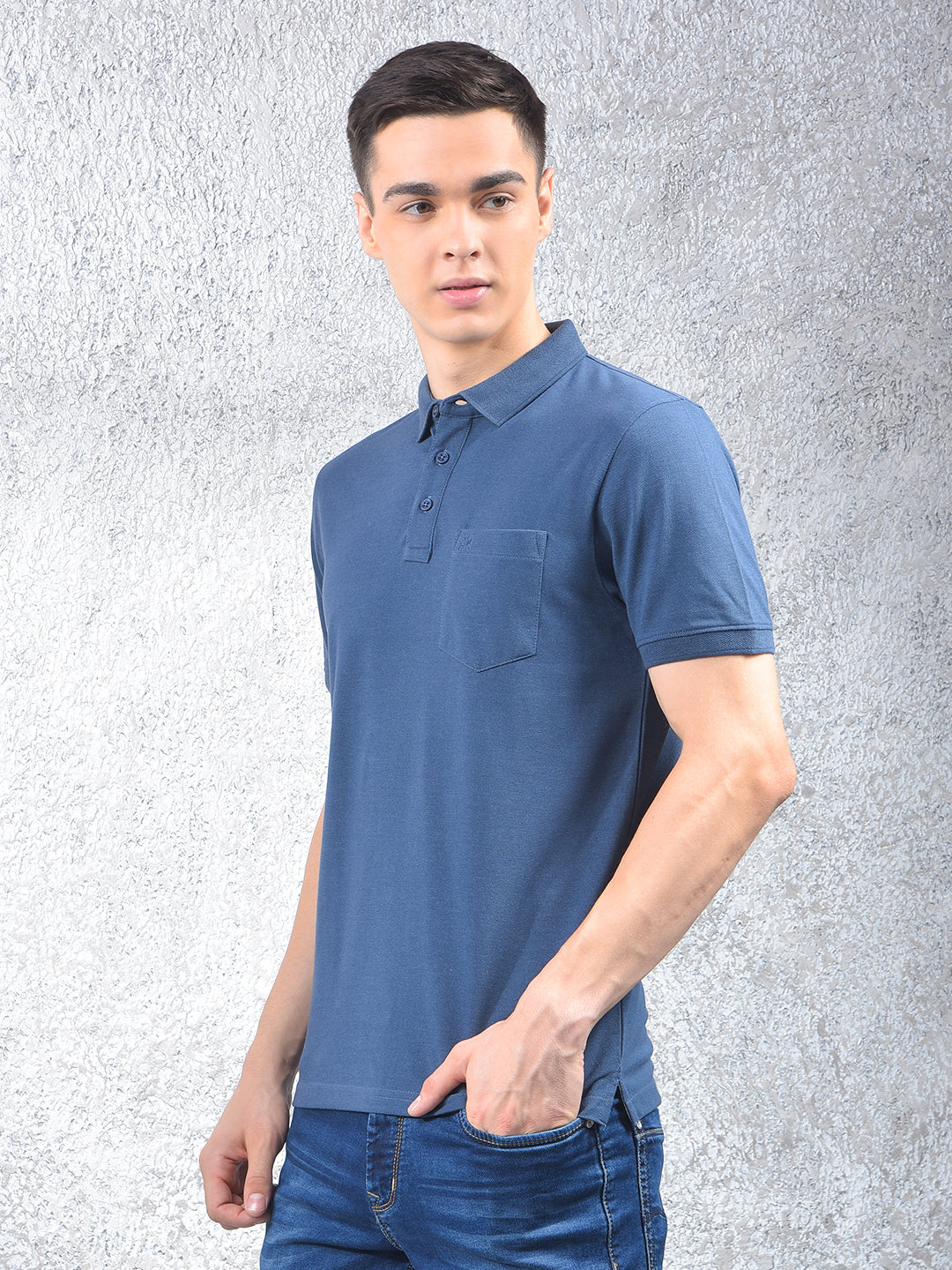 Blue Polo Neck T-Shirt