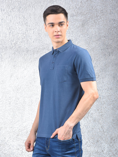 Blue Polo Neck T-Shirt