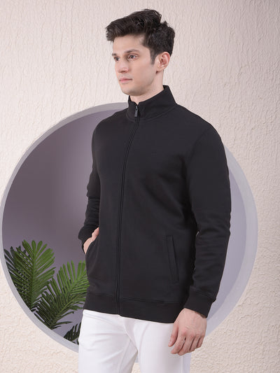Solid Zip High Neck Jacket