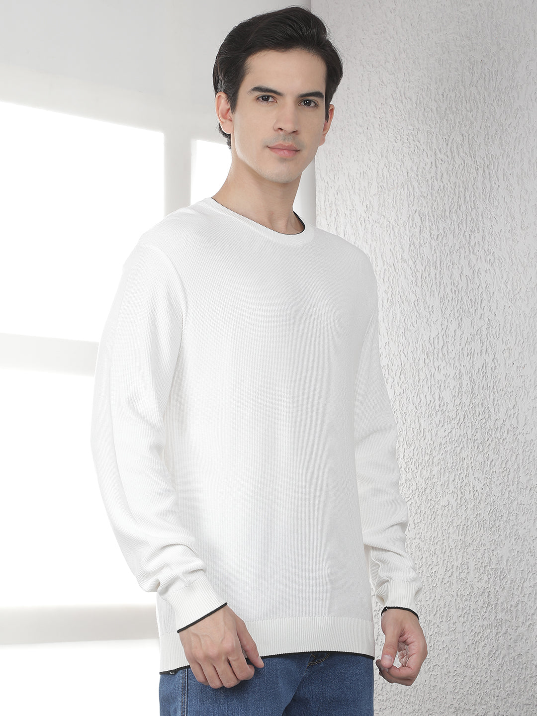 White Oversized Round Neck Sweater