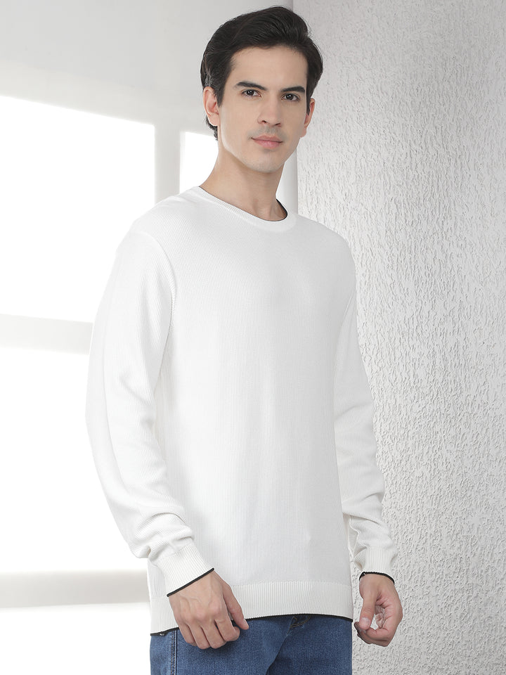 White Oversized Round Neck Sweater