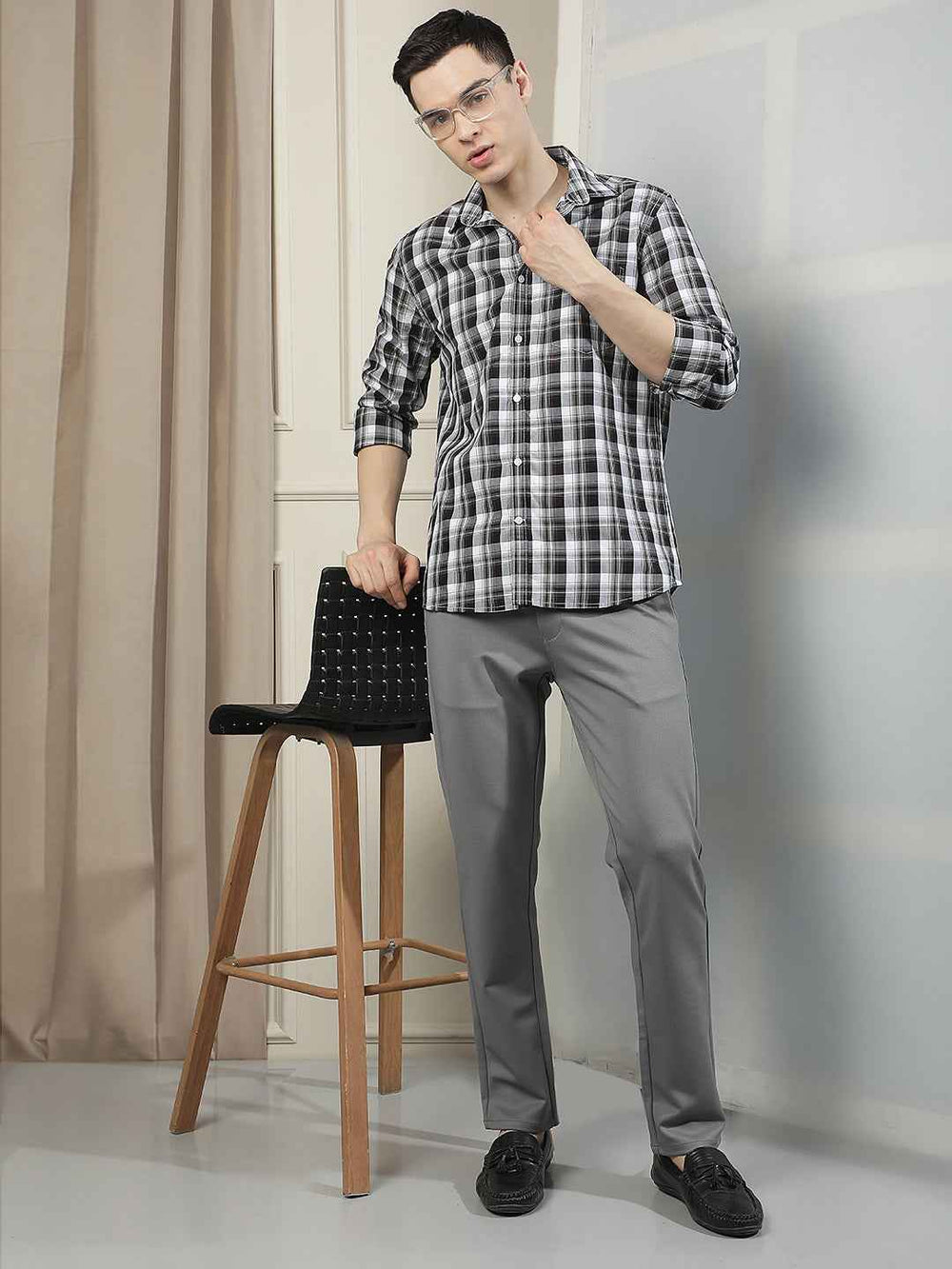 Grey Modern Wear Knitted Trousers