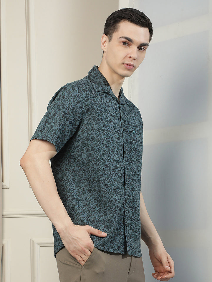 Green Floral Print Shirt