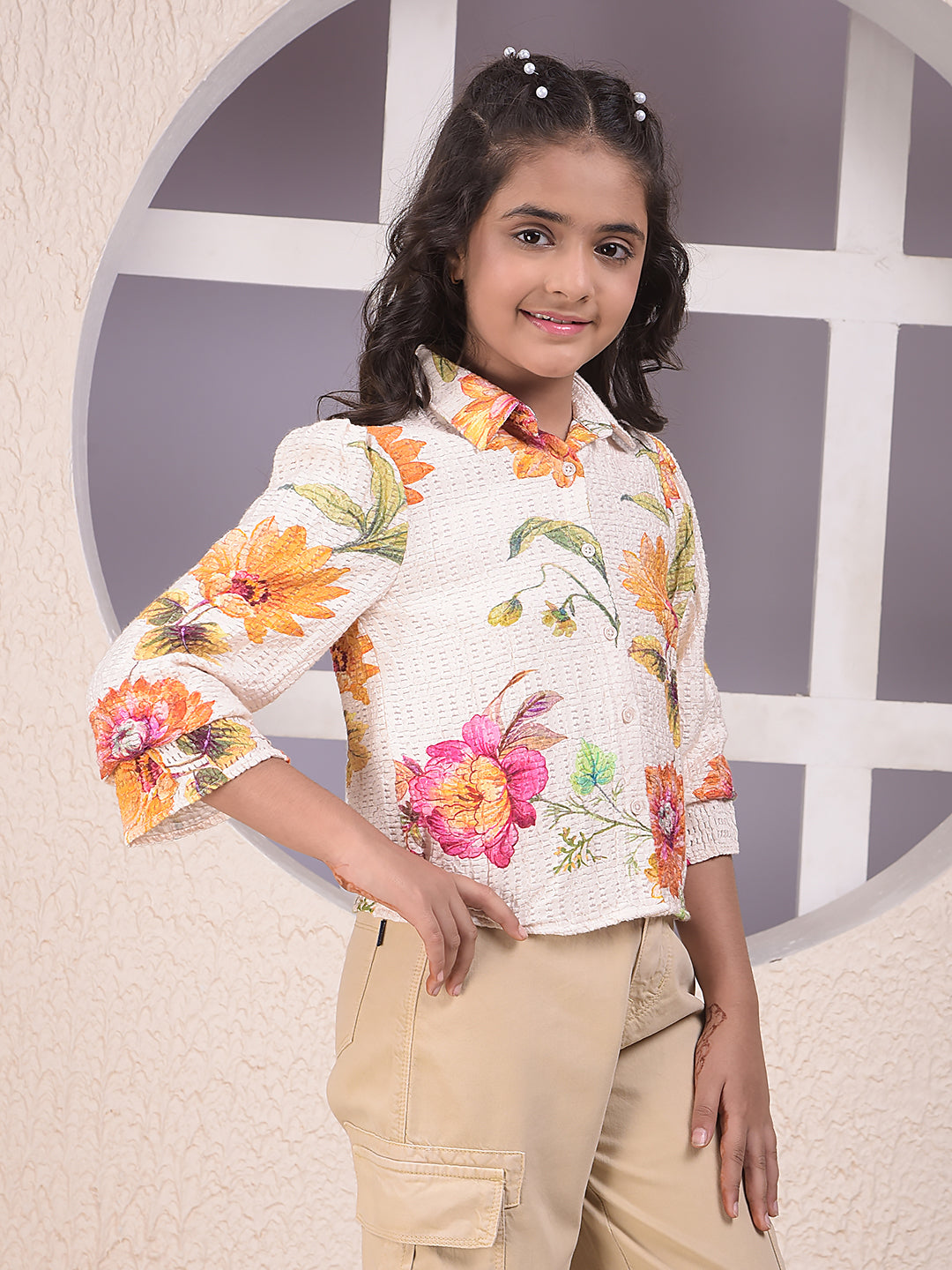 Multi-Color Floral Print Shirt