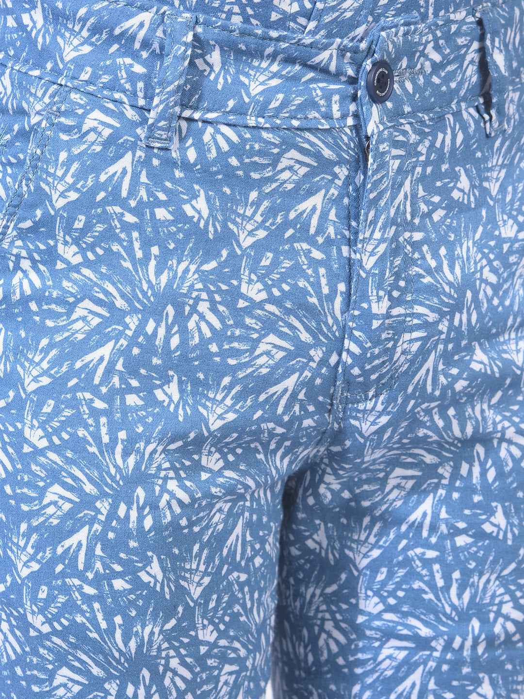 Blue Printed 100% Cotton Shorts