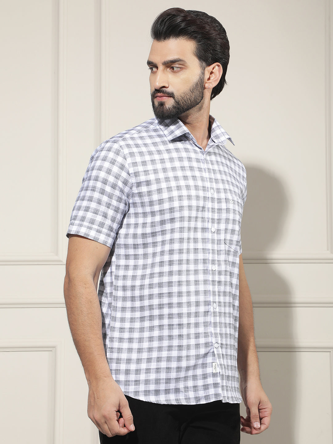 White Checked 100% Cotton Shirt