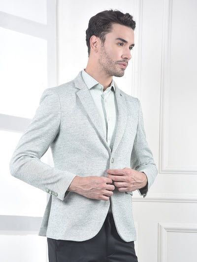 Green Notched Lapel Single-Breasted Blazer