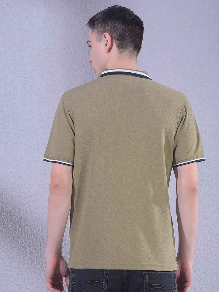 Olive Polo Neck T-Shirt