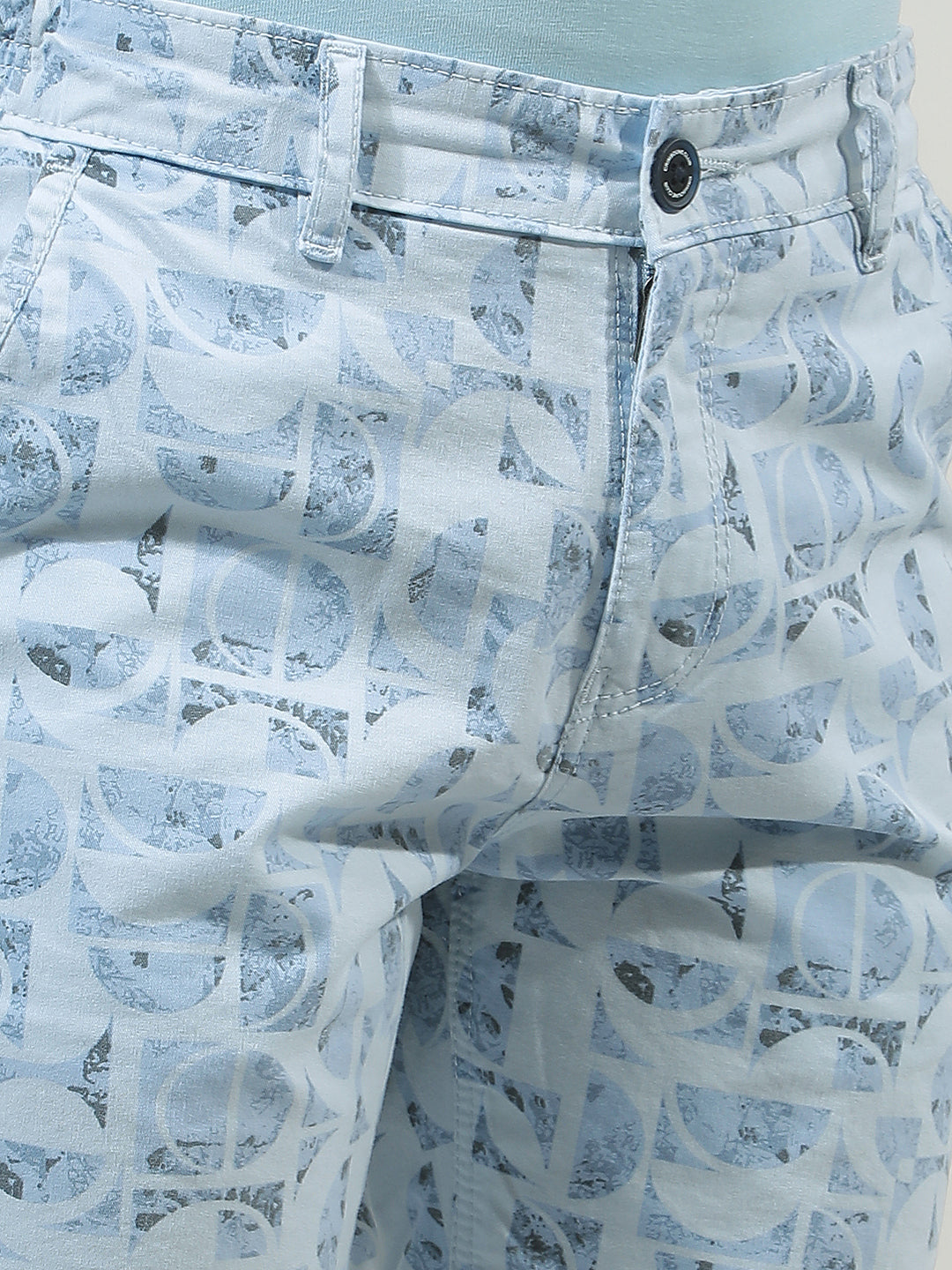 Blue 100% Cotton Graphic Printed Shorts