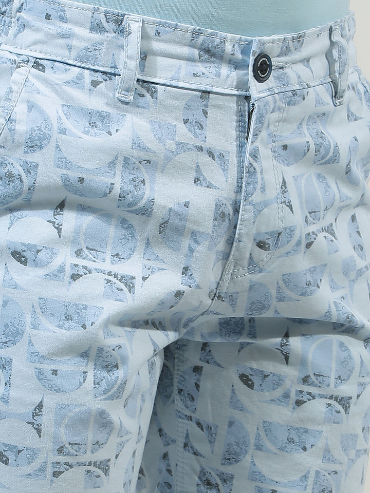 Blue 100% Cotton Graphic Printed Shorts