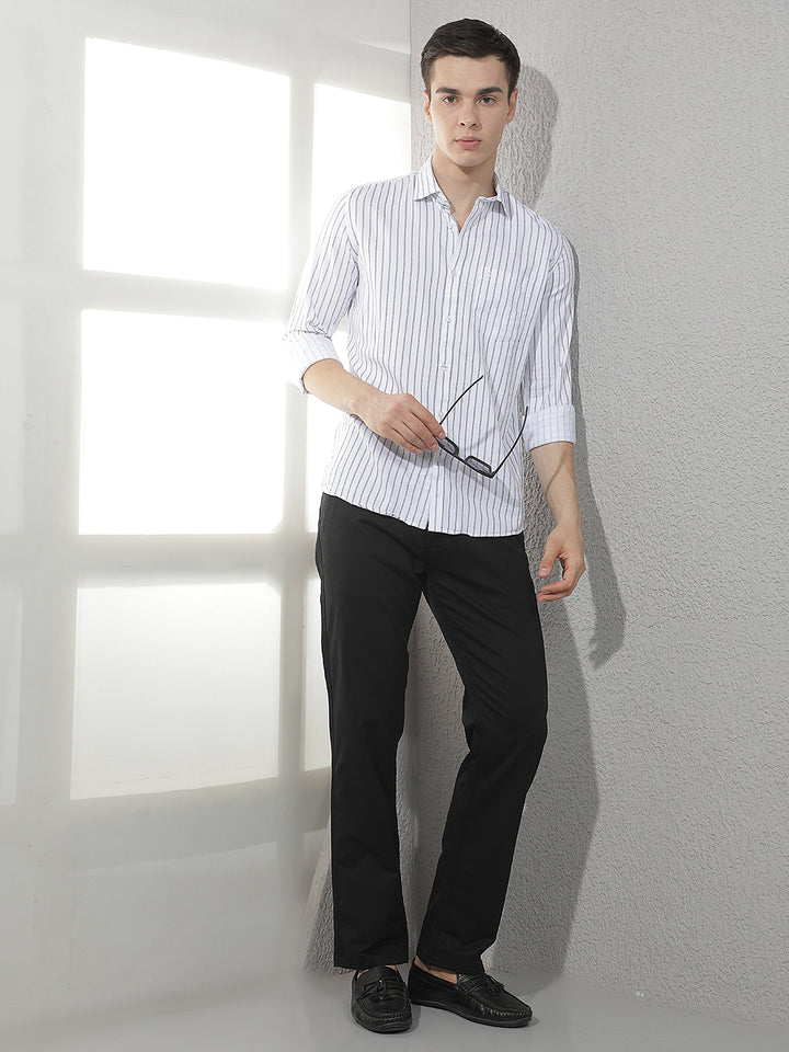 White Vertical Stripes Shirt
