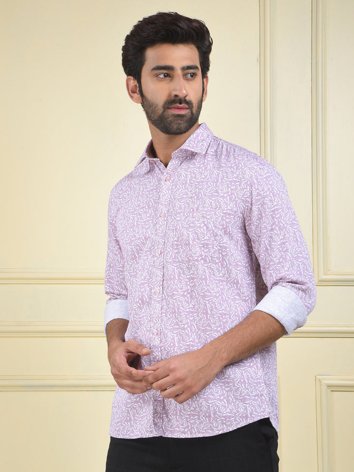 Purple Floral Print 100% Cotton Shirt
