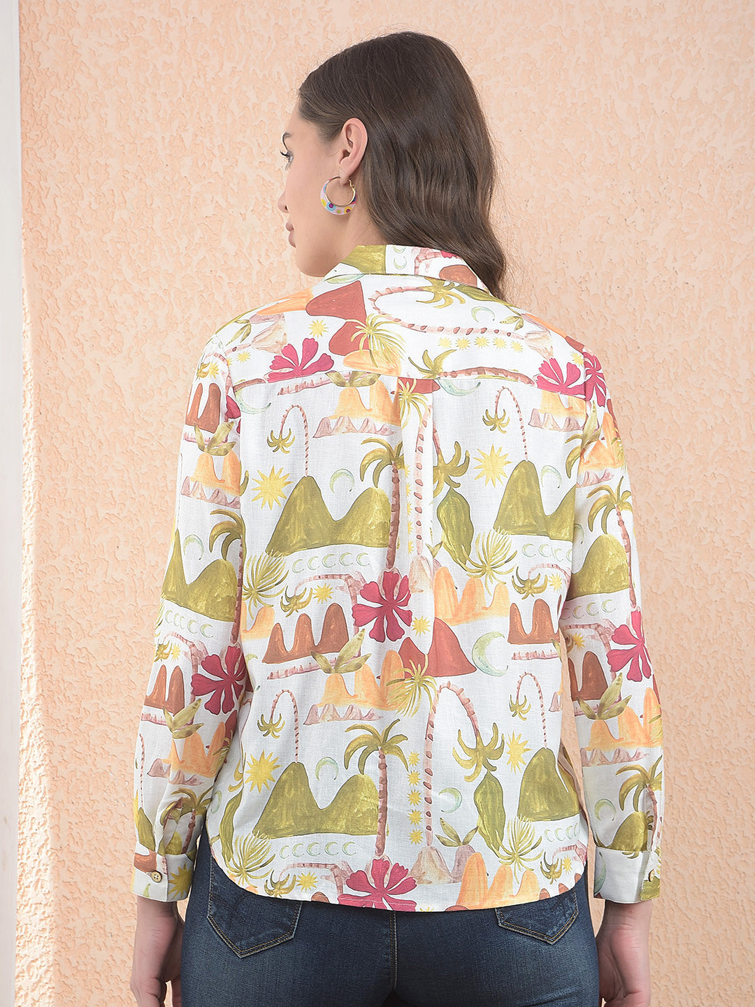 Printed Red Waist-Length Shirt