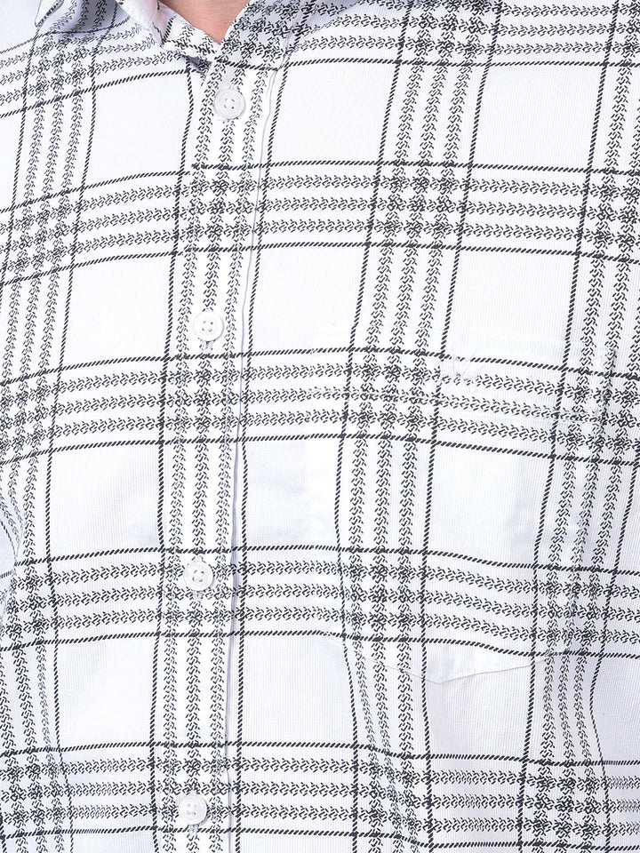 White Checked 100% Cotton Shirt
