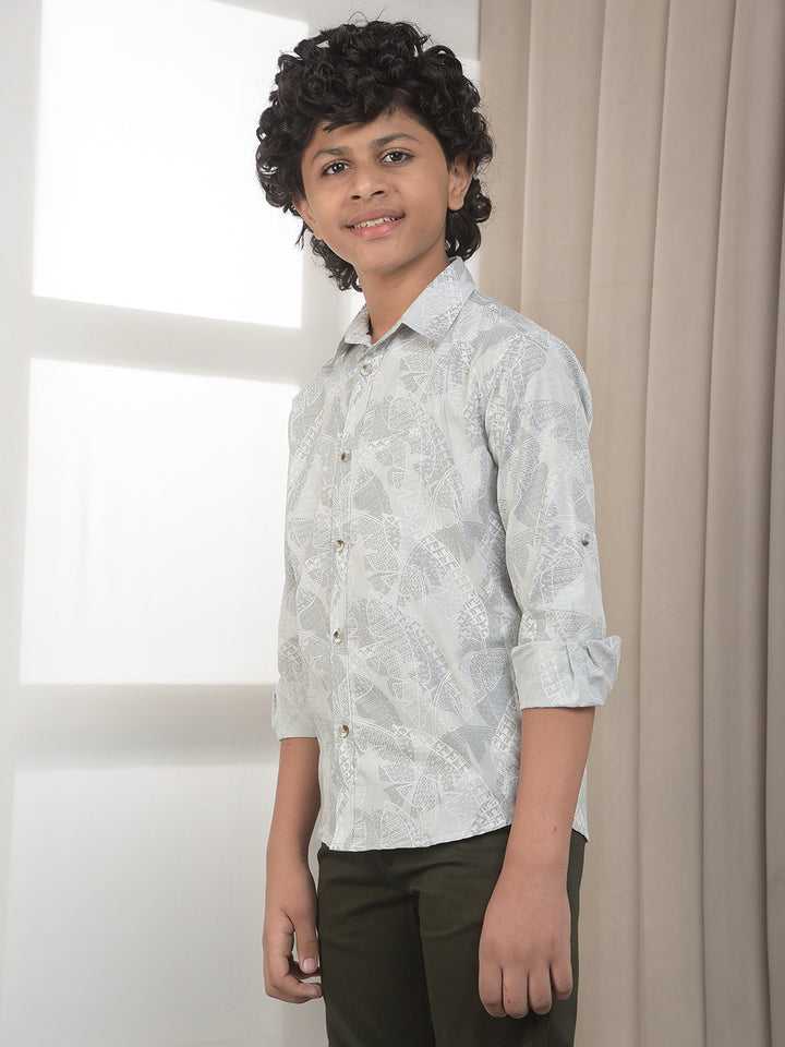 Grey Botanical Print Shirt