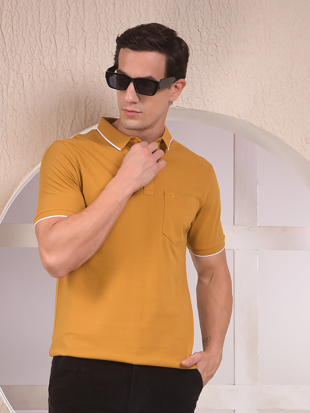 Mustard Polo Neck T-Shirt