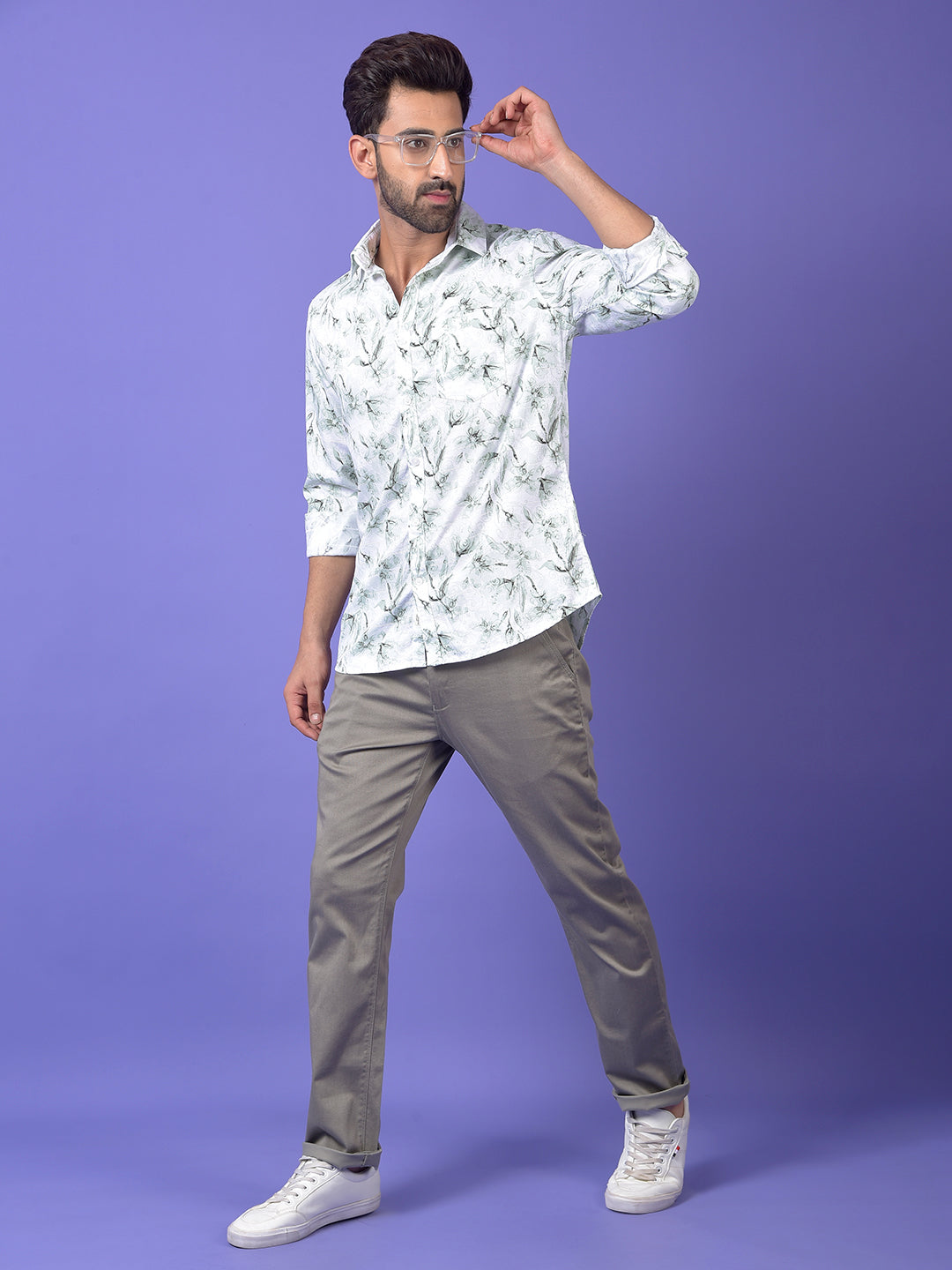 Green Floral Print 100% Cotton Shirt