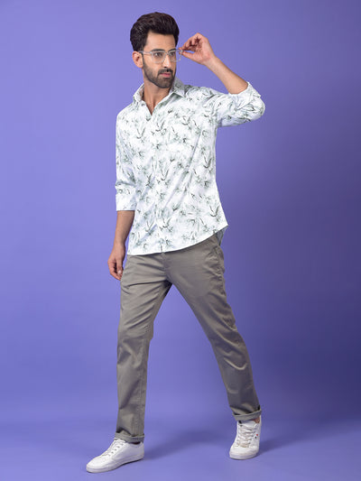 Green Floral Print 100% Cotton Shirt