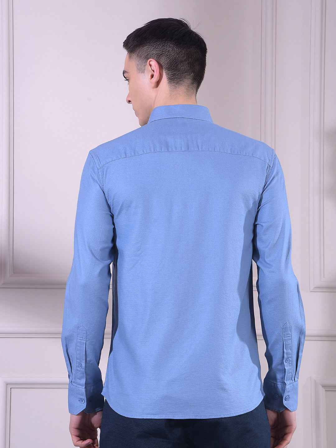 Sky Blue Soft Cotton Blended Shirt