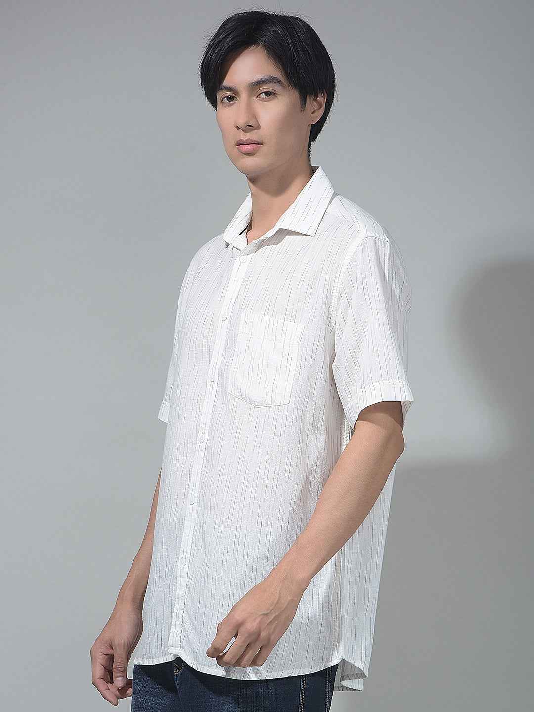 White Vertical Striped Shirt