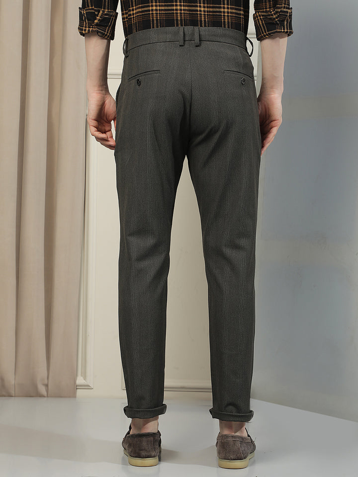 Tailored Obsidian Black Checked Trousers