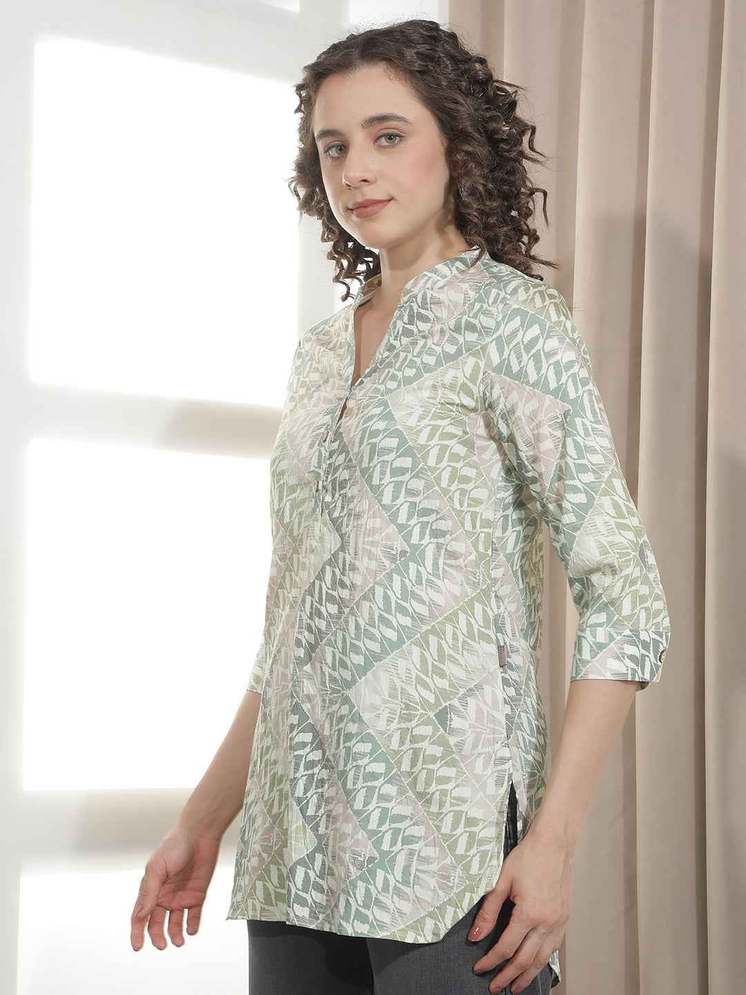Green Abstract Printed Top