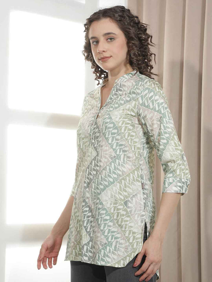 Green Abstract Printed Top