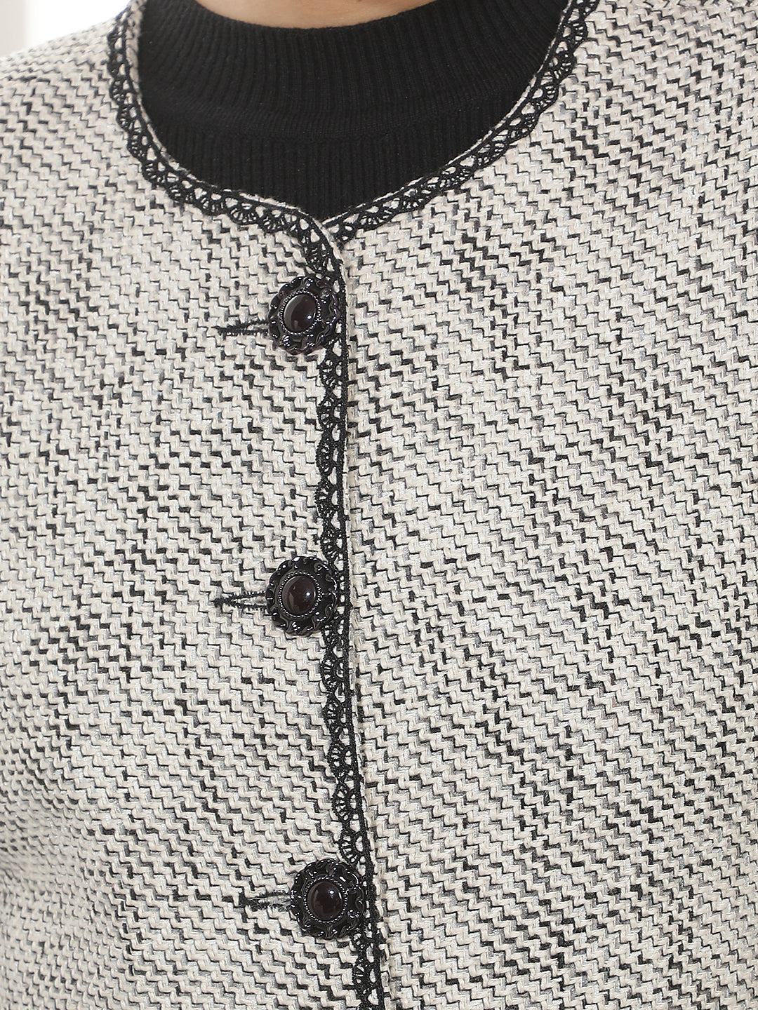White Crew Neck Coat