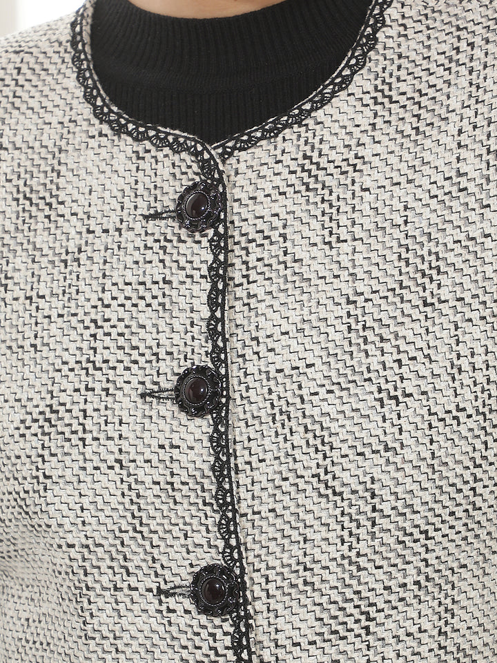 White Crew Neck Coat