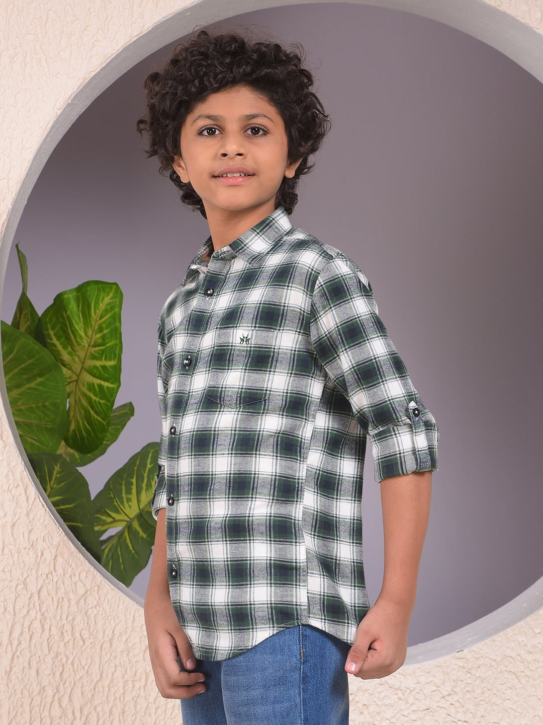 Green Checked 100% Cotton Shirt