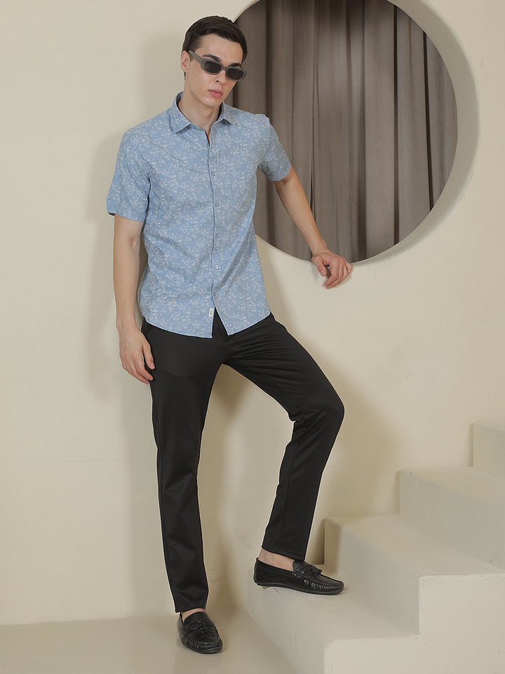 Blue Floral Print Shirt