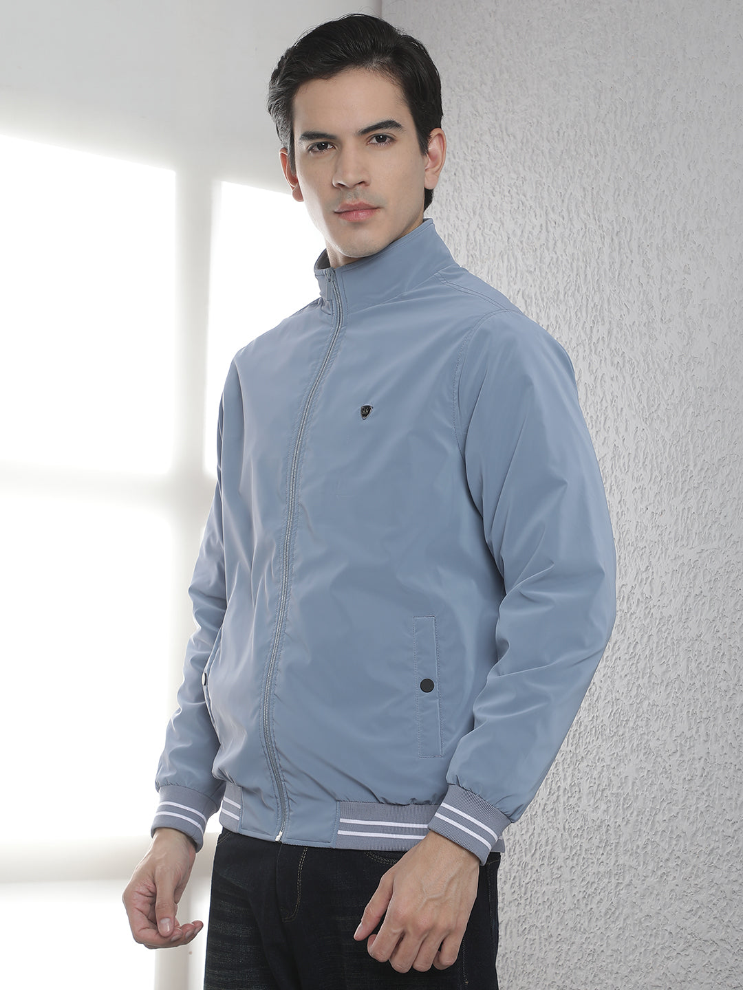 Structured Ocean Blue Puffer Jacket