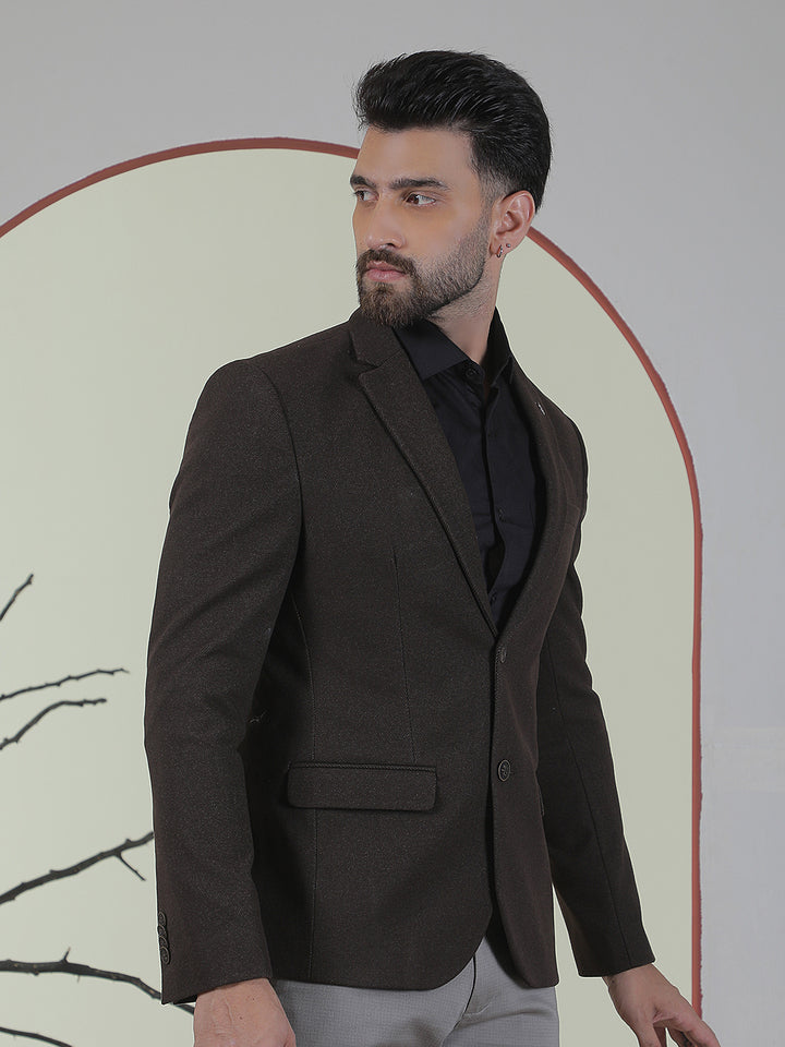 Brown Single Breasted Notch Lapel Blazer