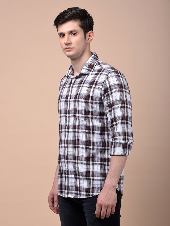 Wine Checked 100% Cotton Shirt