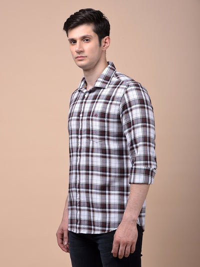 Wine Checked 100% Cotton Shirt