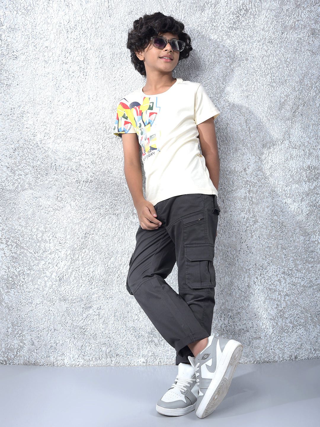 Trend-Forward Appeal Cream Printed T-Shirt