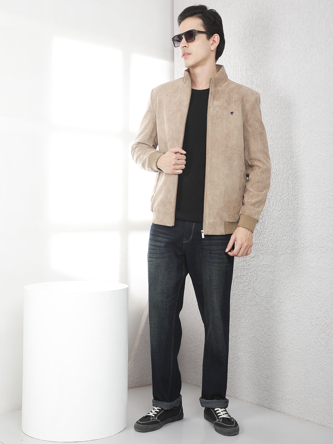 Structured Safari Tan Bomber Jacket