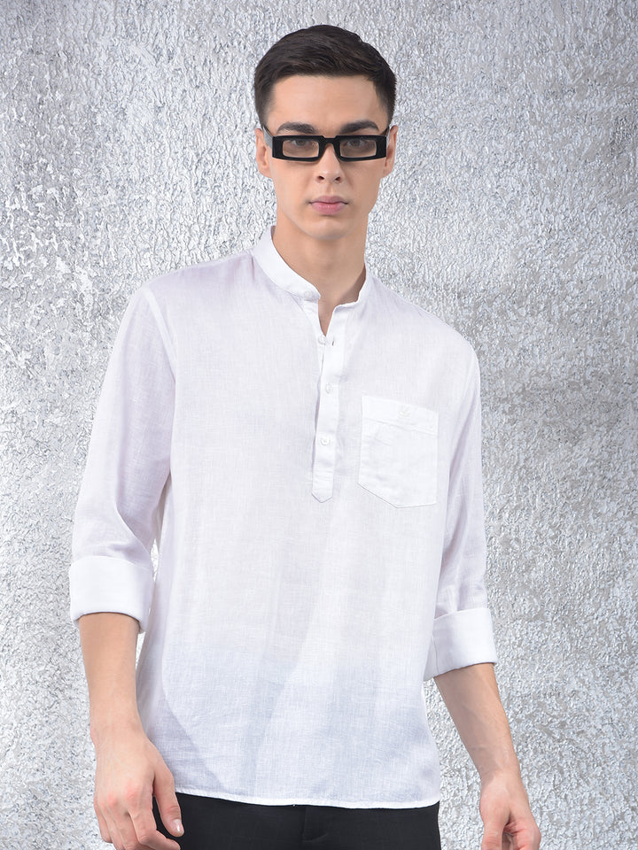 White Linen Kurta-Men Kurtas-Crimsoune Club