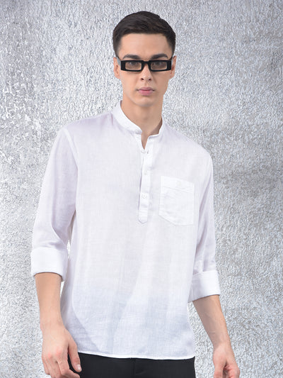 White Linen Kurta-Men Kurtas-Crimsoune Club