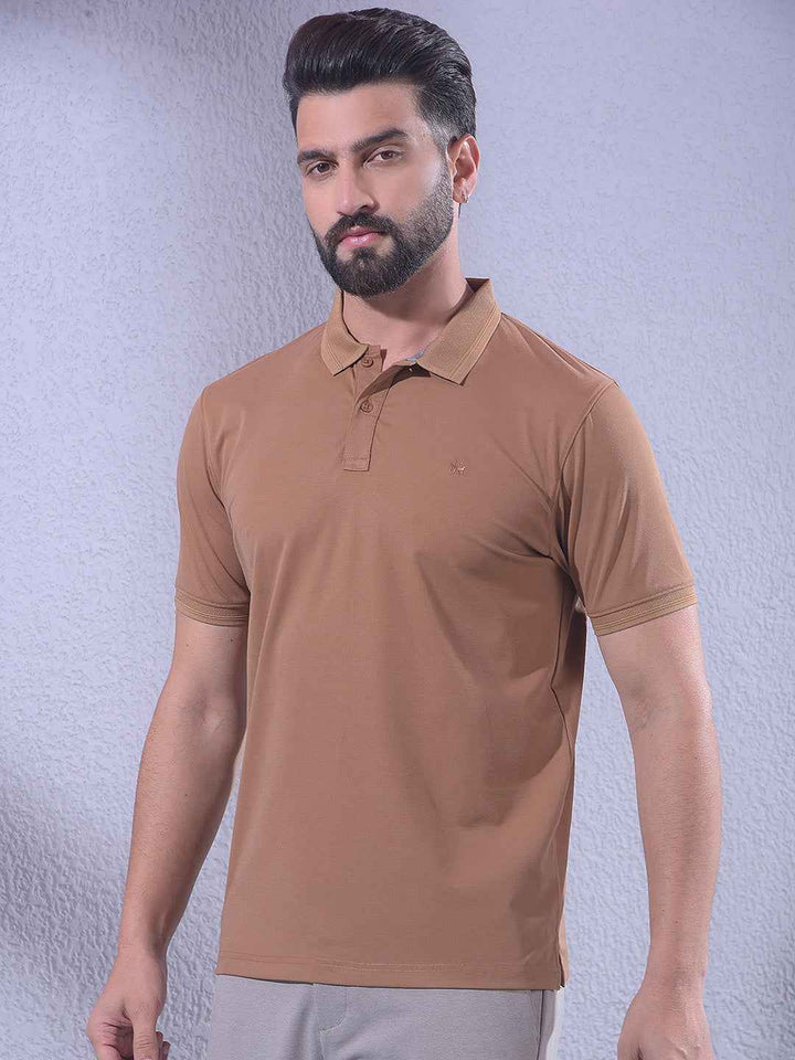 Brown Polo Neck T-Shirt