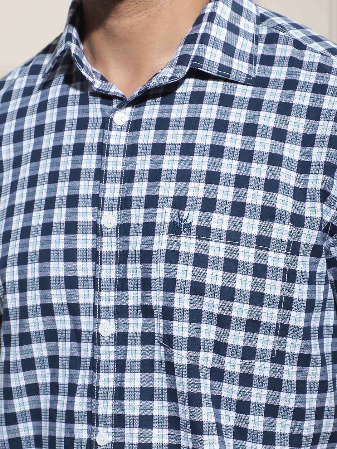 Blue Checked 100% Cotton Shirt