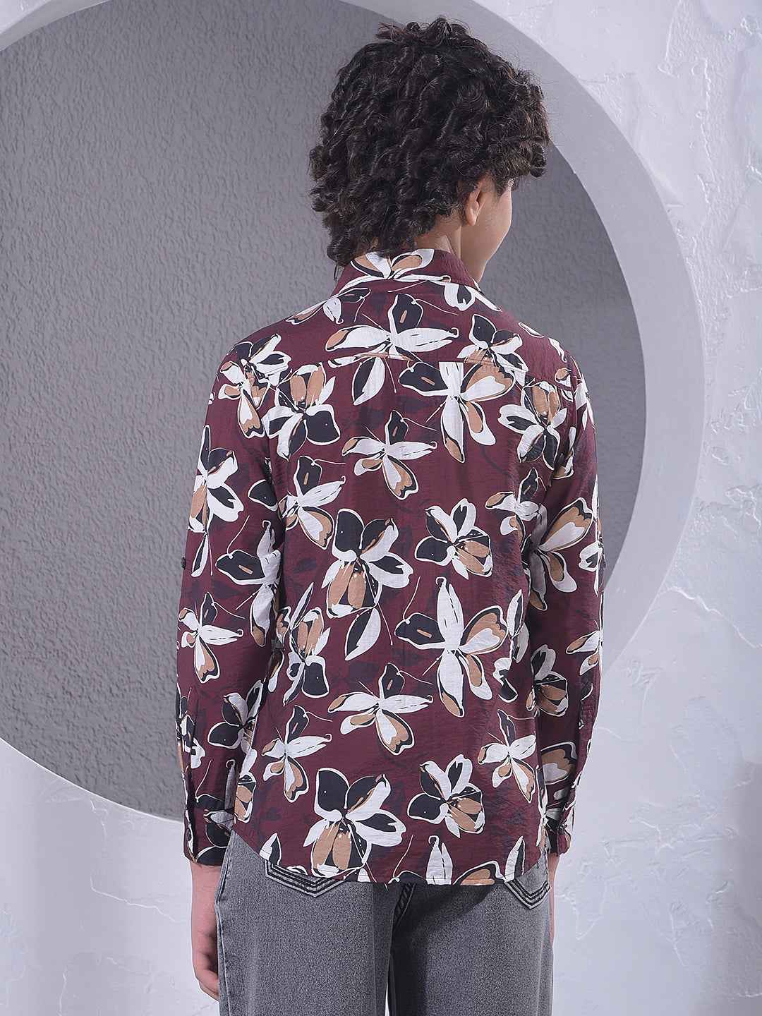 Brown Floral Print Shirt