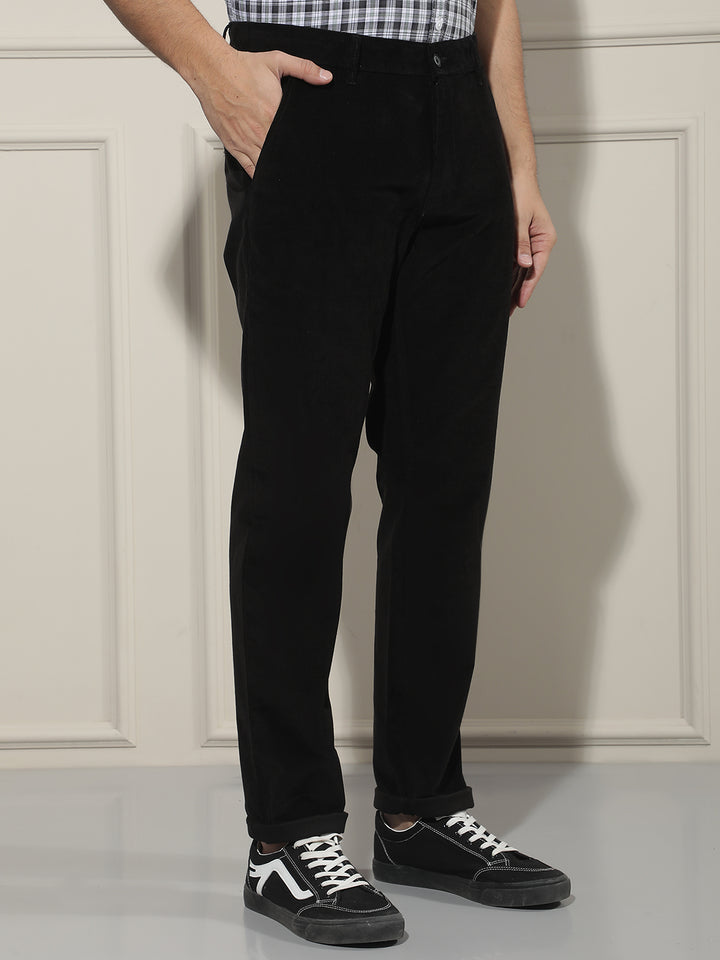 Luxe Obsidian Black Corduroy Trousers