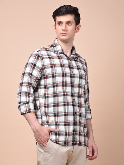 Brown Checked 100% Cotton Shirt