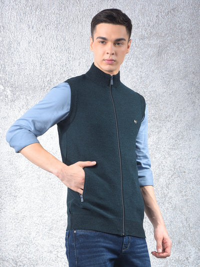 Blue High Neck Sleeveless Sweater