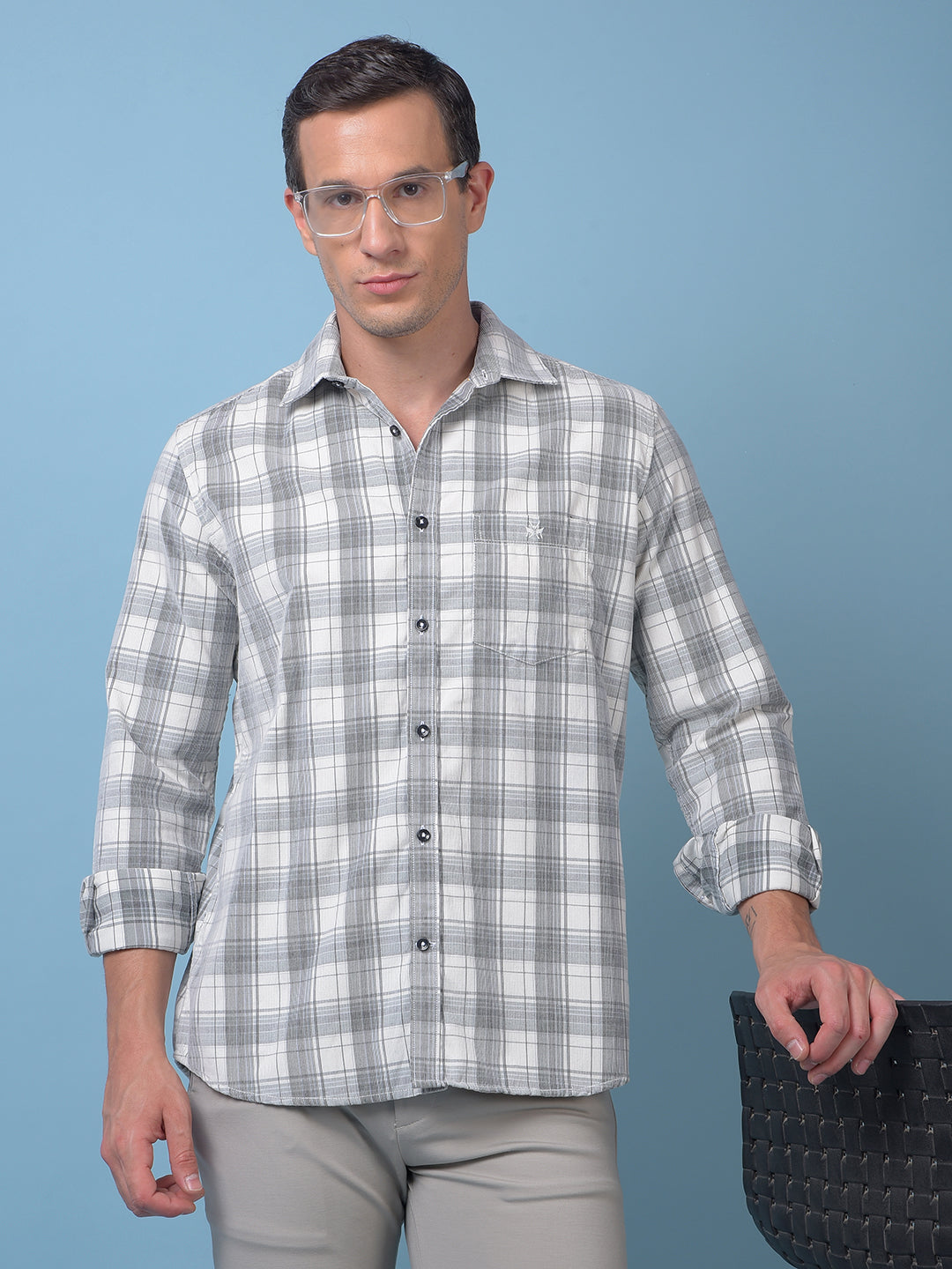 White Checked Corduroy Shirt