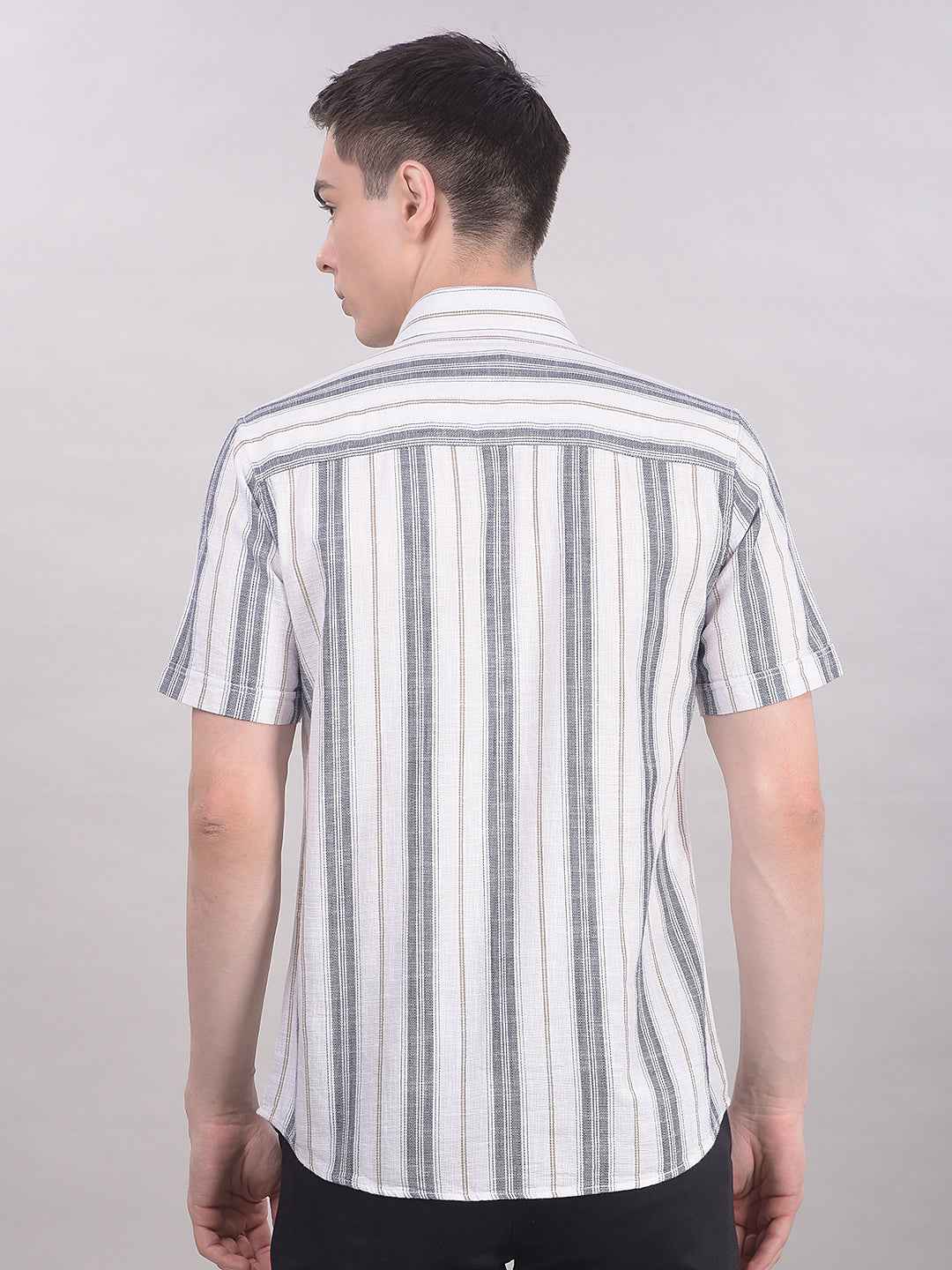 100% Cotton White Vertical Stripes Shirt